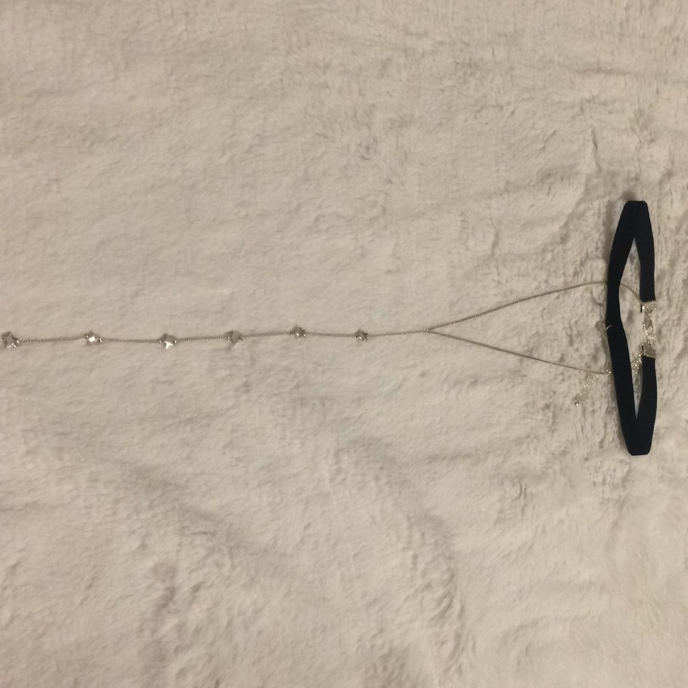 Black choker with necklace connected